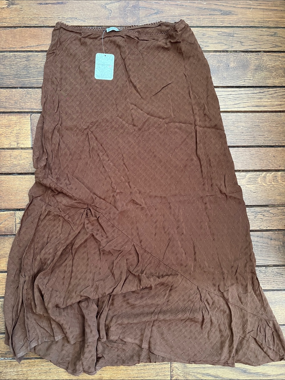 Free People Brown Sweet On You Bias-Cut Maxi Slip Skirt Size Small NWT